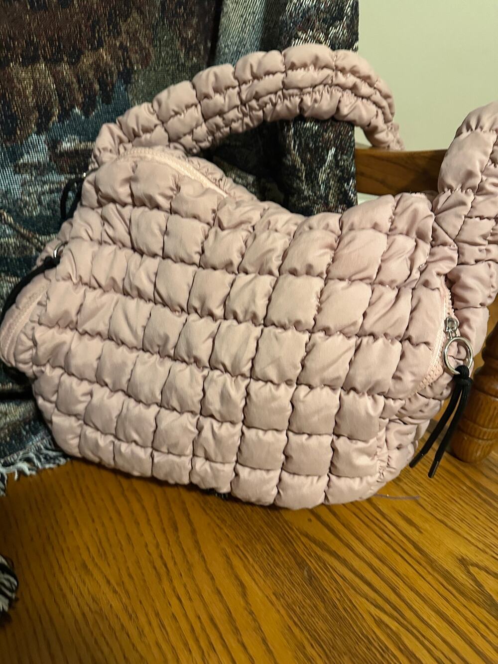FP Movement Free People Quilted Carryall Bag Mauve Pink Slouchy Puffer Tote Gym